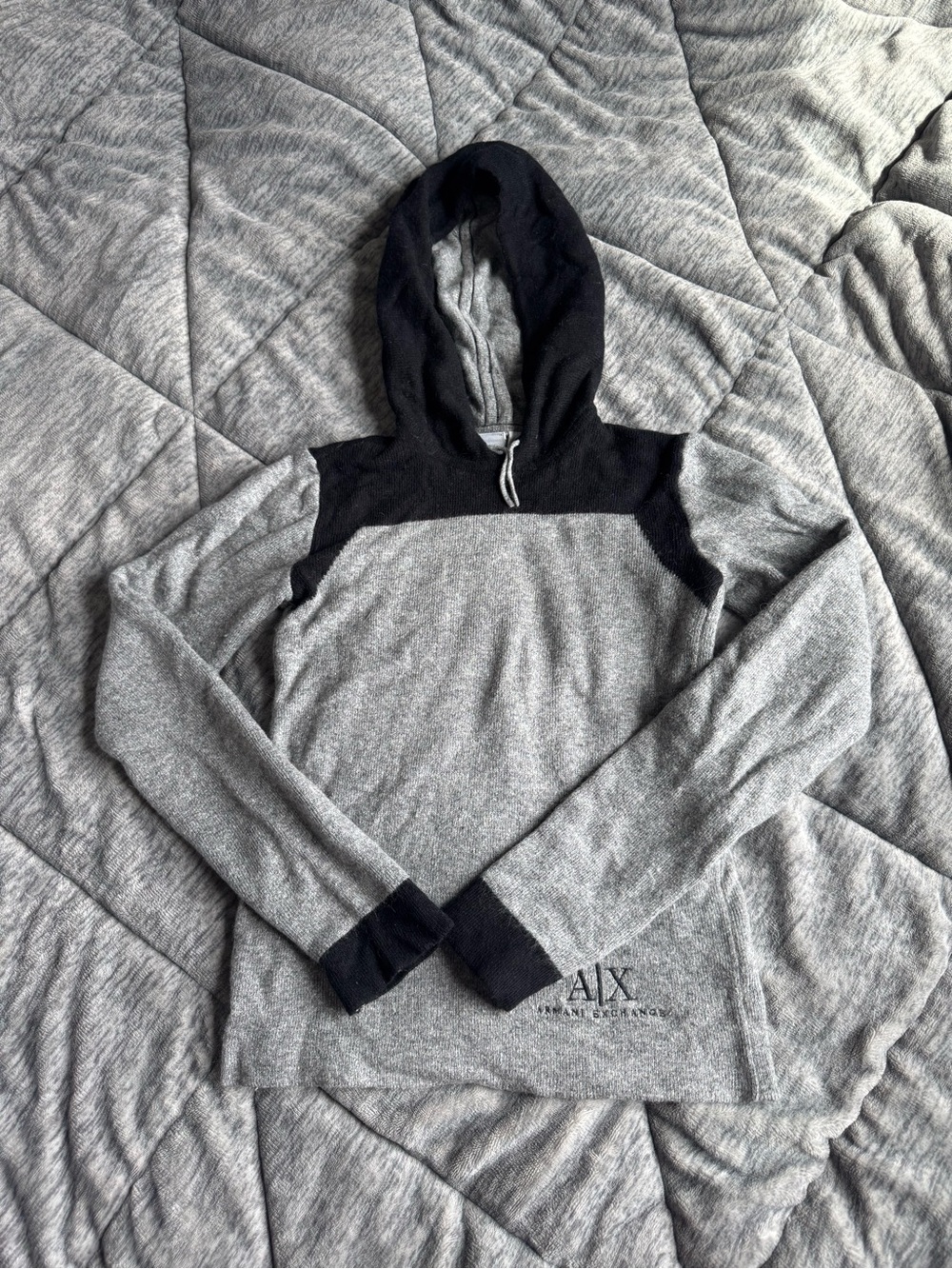 A/X Armani Exchange Gray and Black Hooded Sweater